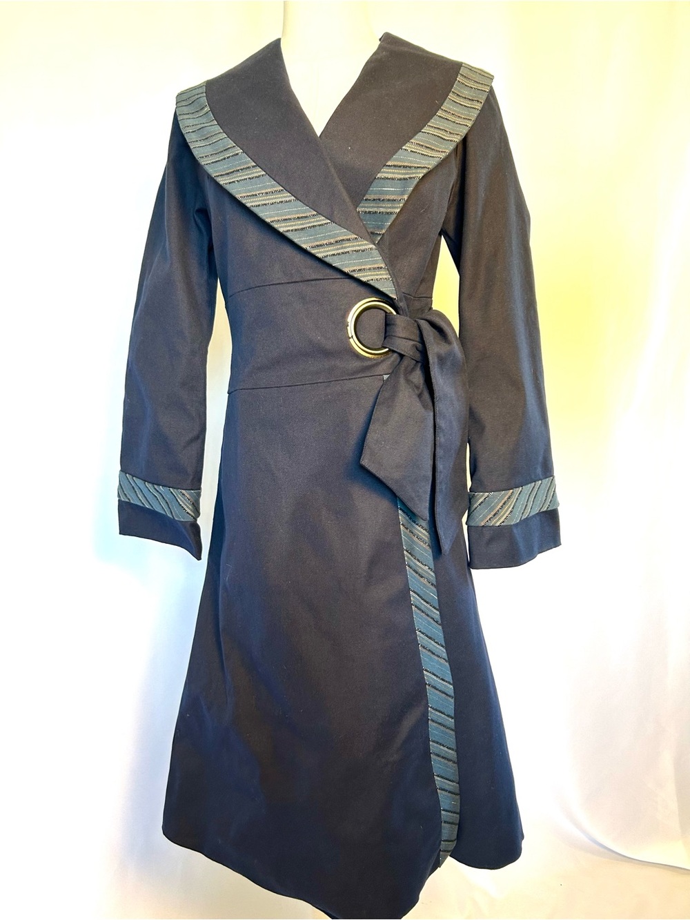 Individual by i clothing co Wrap Trench Coat Shawl Collar Navy XS Y2K Minimalist
